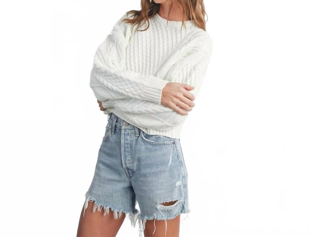 NEW STYLE USA cable knit sweater top in ivory